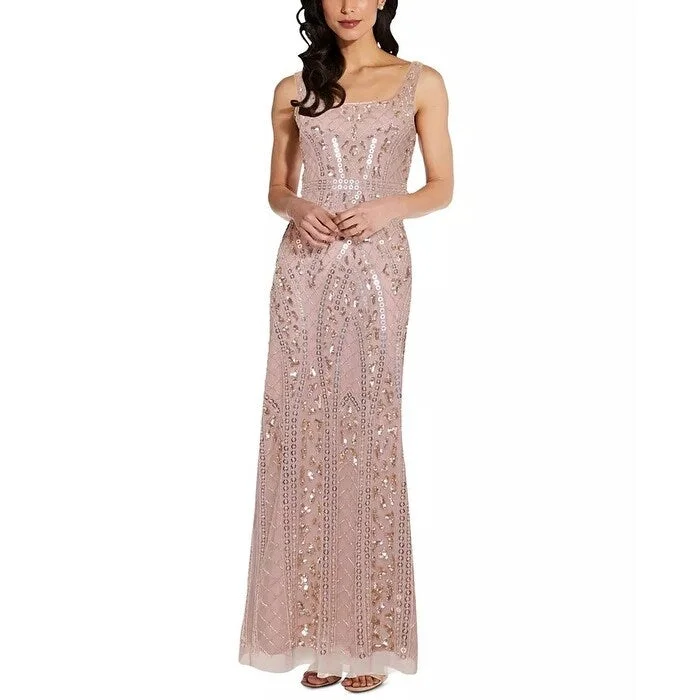 women's denim dressesAdrianna Papell Women's Beaded Gown Pink Size 12 Petite - 12 Petite